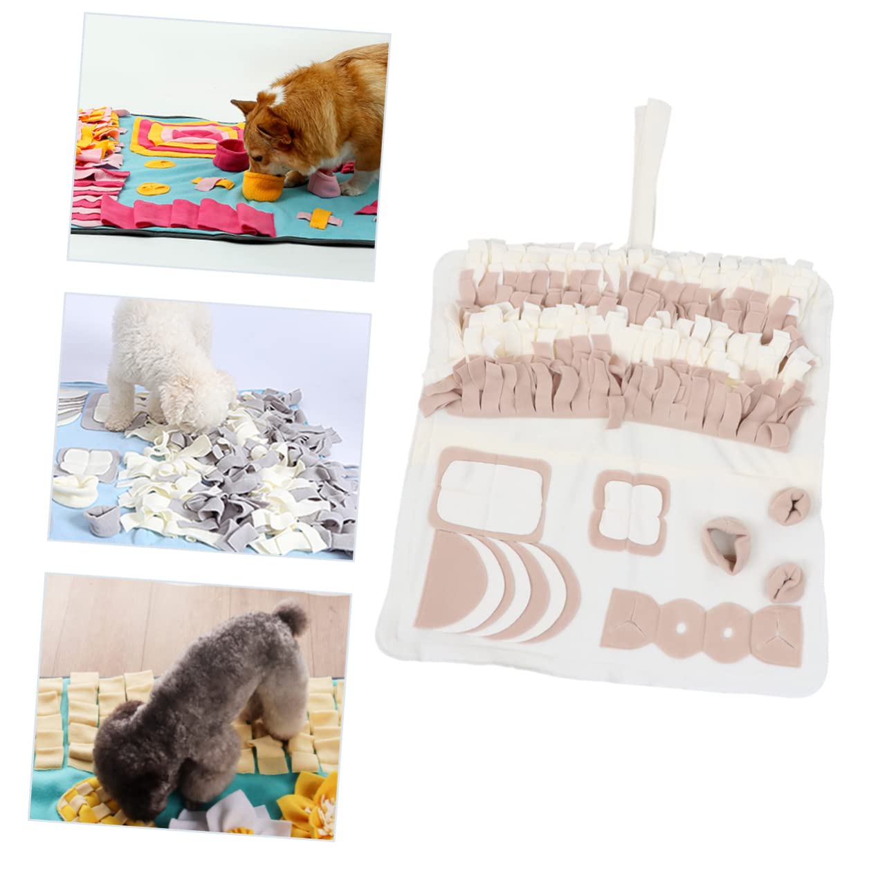 Schnüffelmatte für Hunde aus Plüsch Beige für Kleine und Große Hunde Fördert die Nasenarbeit Schlingen für Drinnen