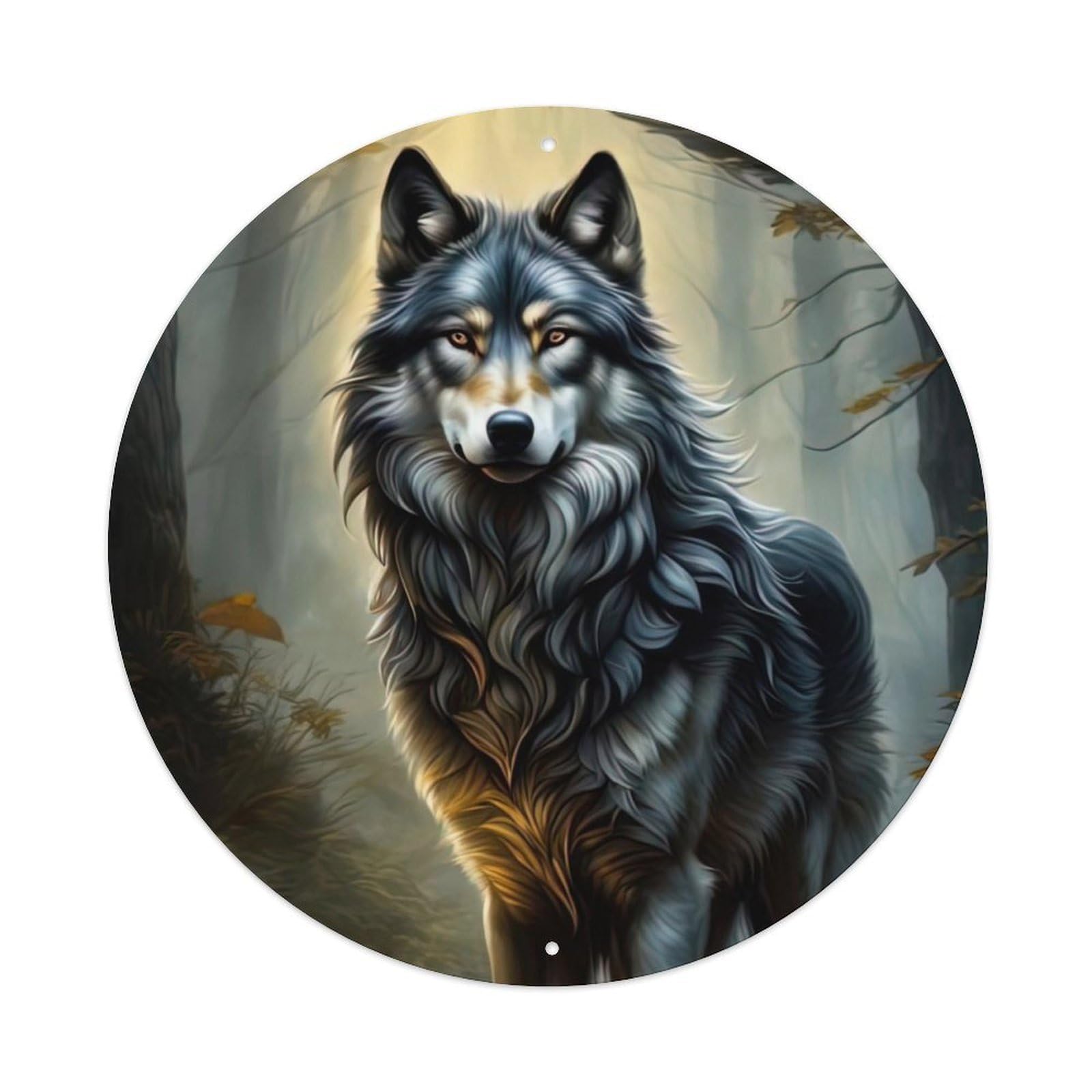 Animal Artwork Iranian Wolf in The Forest Vintage Metal Tin Sign Plaque Wall Decor for Cafe, Club Bar, Office, Garden Metal Poster 8x8Inch