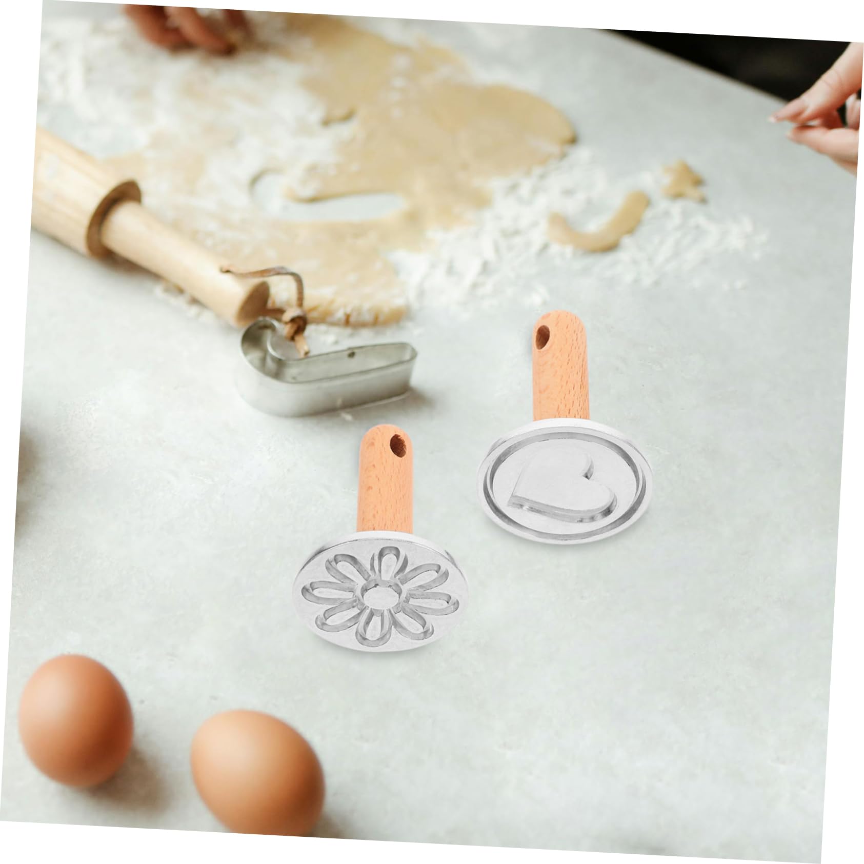 Cabilock 5 Juegos 5 Juegos De Moldes Para Galletas Suministros Para Hornear Galletas Tipo Prensa Molde Para Galletas Molde Para Onigiri De Cocina Molde Para Galletas Con 2 piezas * 5