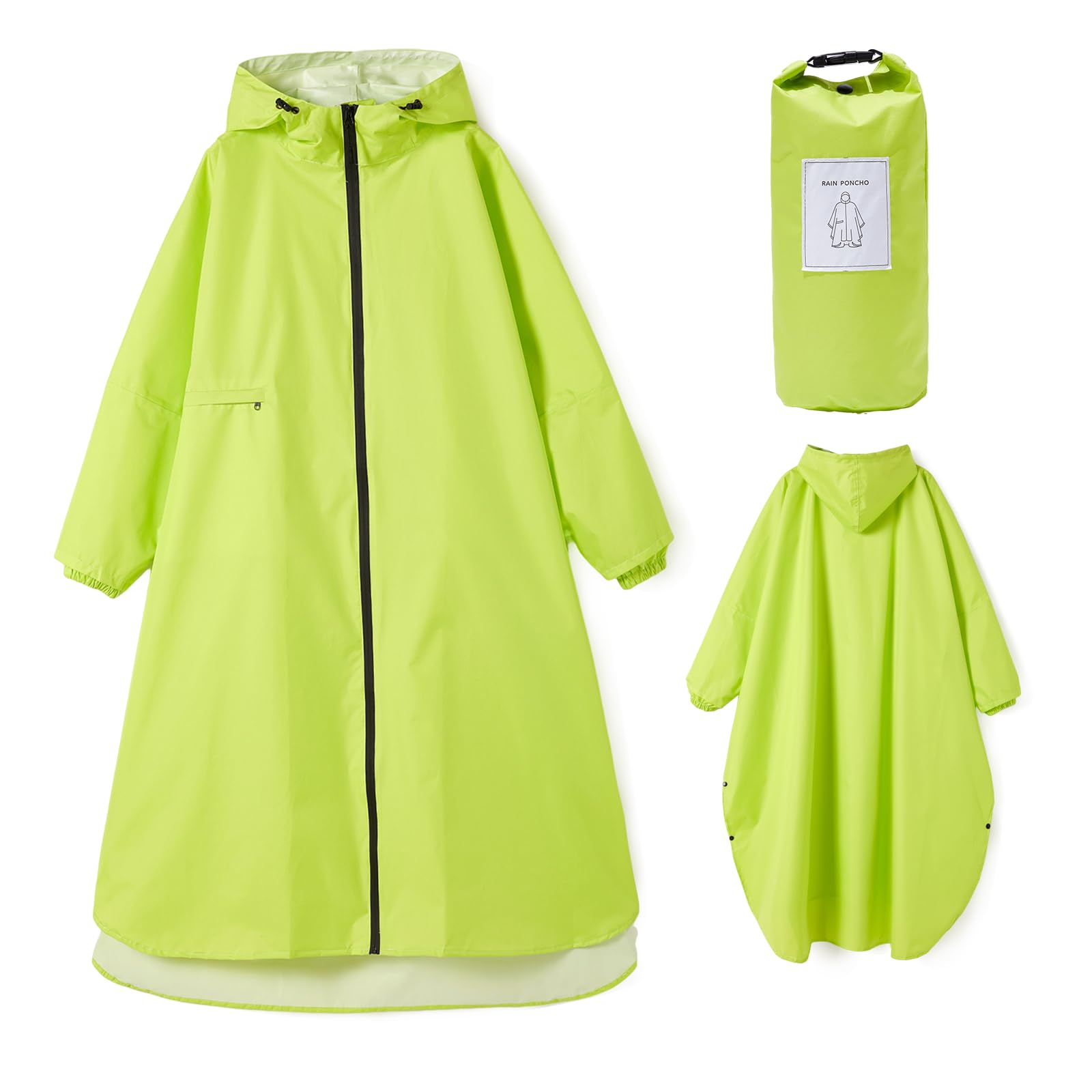Abrigos de lluvia Impermeables Largos Para Mujer Poncho de lluvia Ligero Empaquetable al aire Libre Ropa de lluvia con Capucha Rompevientos con Mangas y Bolsillo
