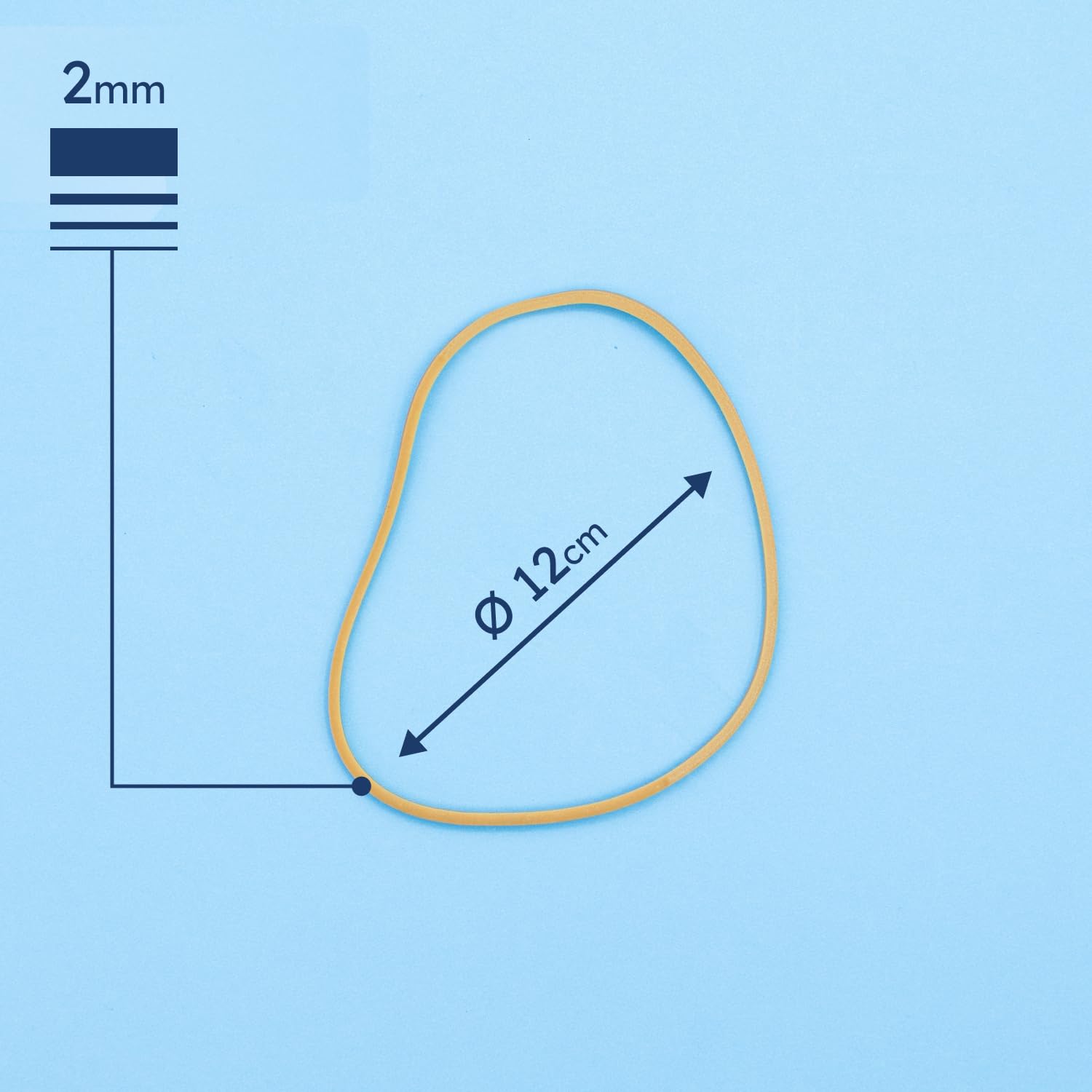 RAYLU PAPER - 100% naturalne gumowe elastyczne gumki, wytrzymałe i wielokrotnego użytku papeterii do biura i domu (120 Ø x 2 mm, 100g)