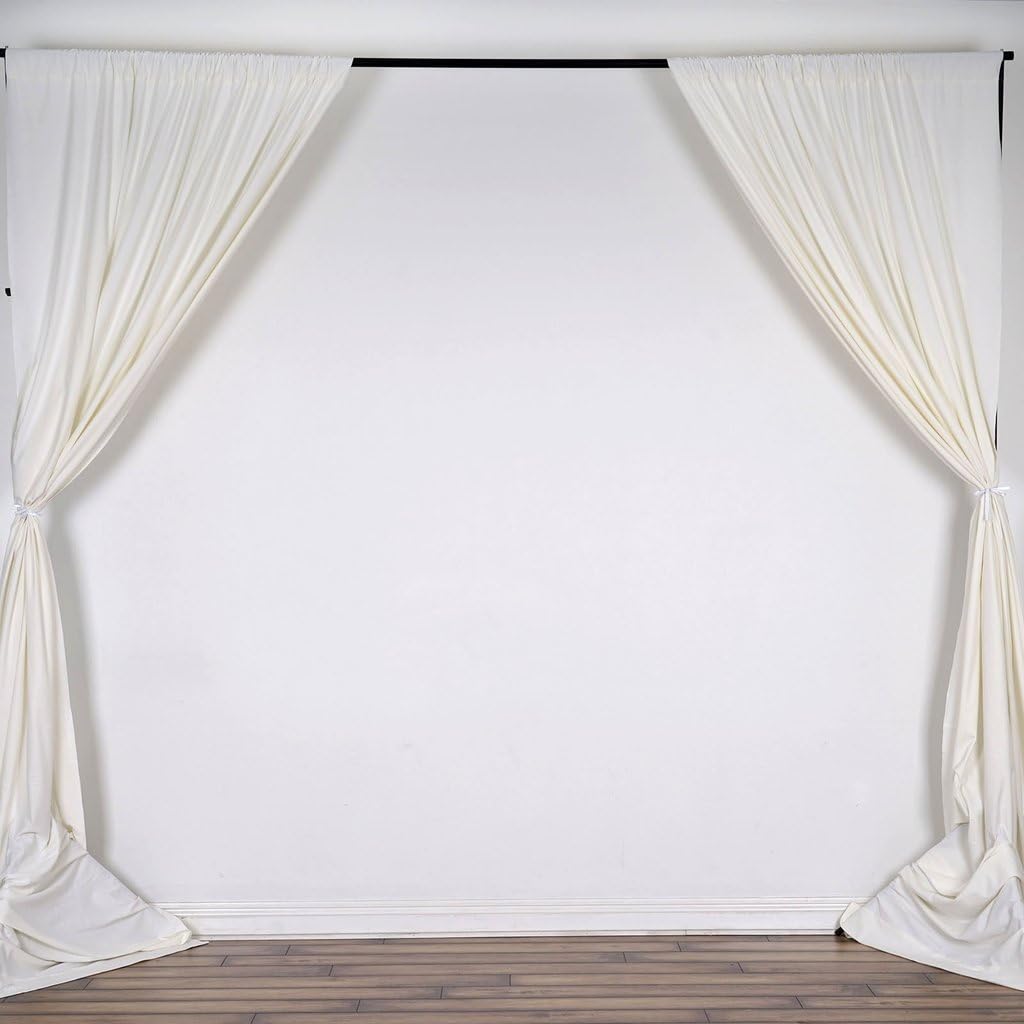 BalsaCircle 10 ft x 10 ft Cream Ivory Polyester Photography Backdrop Drapes Curtains Panels - Wedding Decorations Home Party Reception Supplies