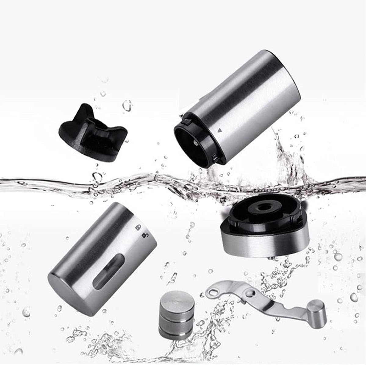 Manual Coffee Grinder Stainless Steel Portable Hand Bean Grinder, with Adjustable Conical Burr Mill for, Drip Coffee, Espresso, French Press, for Travel Camping Backpacking or Home, 7.68×1.89