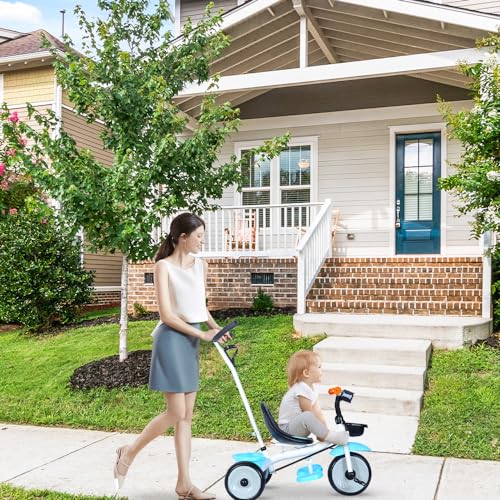 Homewell 2-in-1 Kinderwagen & Fahrrad, Kinder Dreirad mit Schiebegriff & Doppelbremse, für 18 Monate-6 Jahre, Faltbare Pedale, großer Stauraum, robuste Räder, Tragkraft 35kg – Bild 8