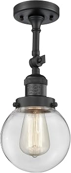 Innovations 201F-BK-G202-6 1 Light Semi-Flush Mount, Matte Black