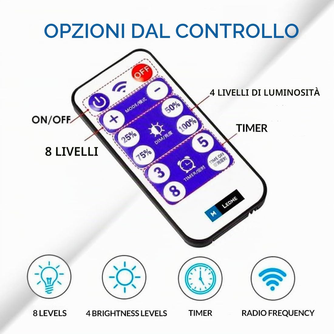 M Ledme - Striscia LED solare esterna giardino 5 metri con telecomando, IP68 sommergibile, 300 LED, luce LED bianco caldo, con kit di installazione per piastra solare, per giardino, casa, decorativa