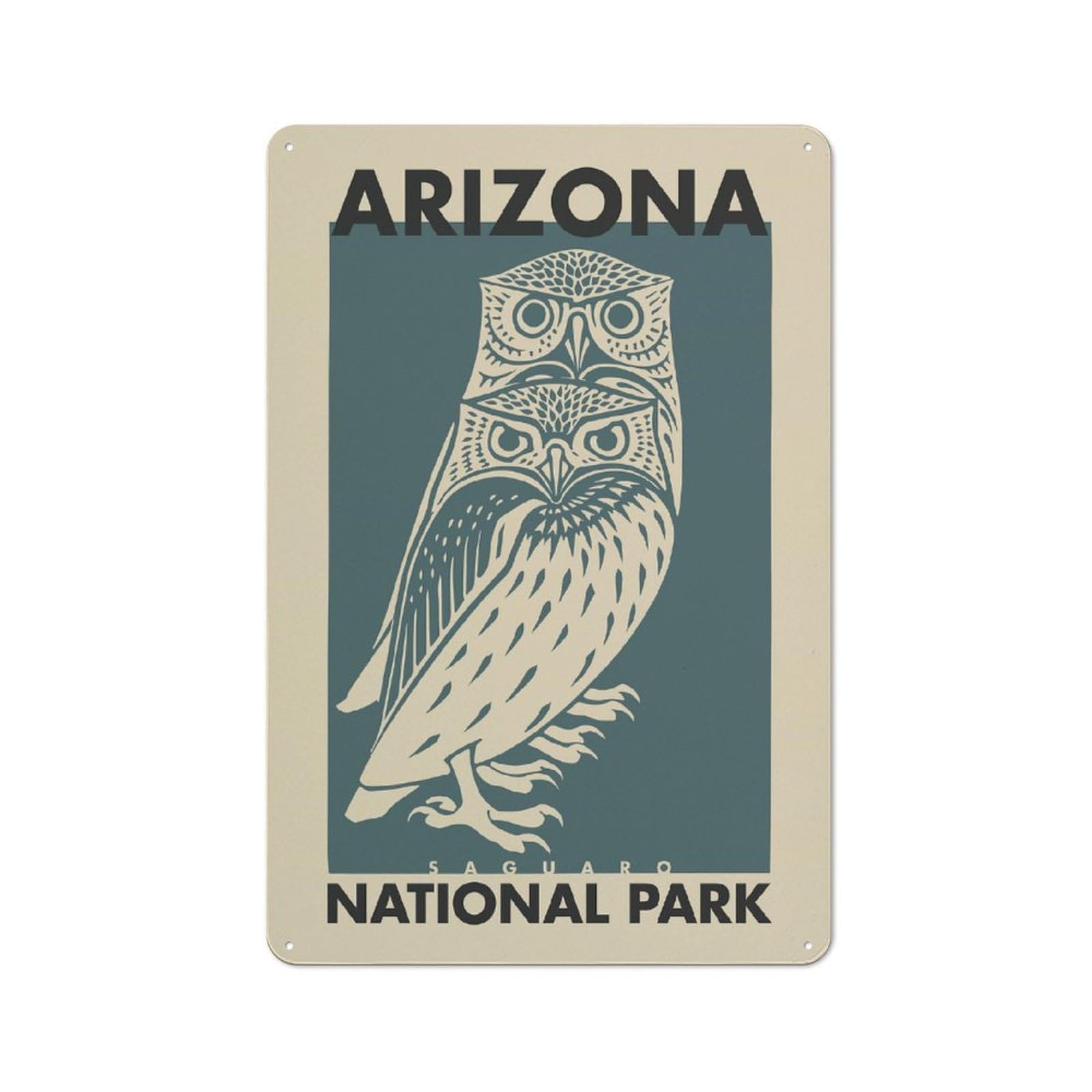 Junmoney Style-15 Metal Plaque With Arizona Saguaro Park Design 30X20cm, Country Style Cafe Wall Decor For Bakery, Diner, Cafe Or Family Room