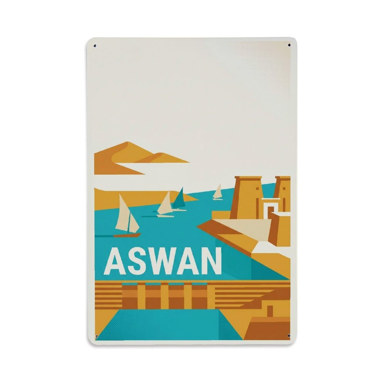 Metal Tin Sign Retro Egypt Aswan Travel