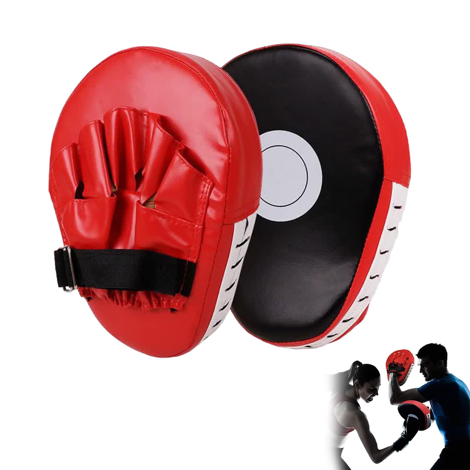 1 par de manoplas de kickboxing – Arco de piel sintética engrosada con espuma gruesa acolchada, almohadillas ajustables para Muay Thai, kickboxing, movimiento, karate, taekwondo, arte marcial