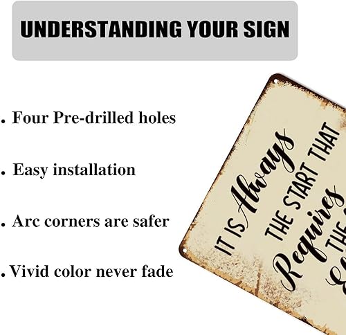 Miniatura 6 de ArogGeld Tin Sign It is Always The Start That Requires The Greatest Effort Metal Tin Sign Spiritual Heart Warming Home Sign Wall Decor Bright Metal