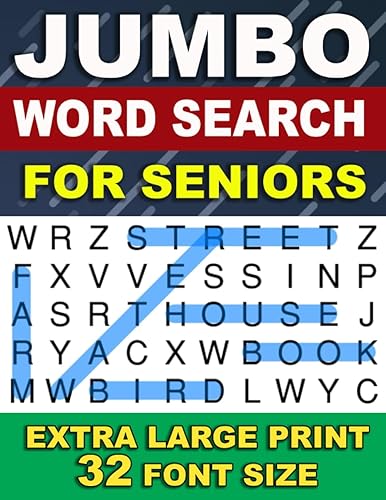 Jumbo Word Search For Seniors: 50 Extra large Print Puzzles: 1500 Words and With Solutions (32 Font Size Word Search)