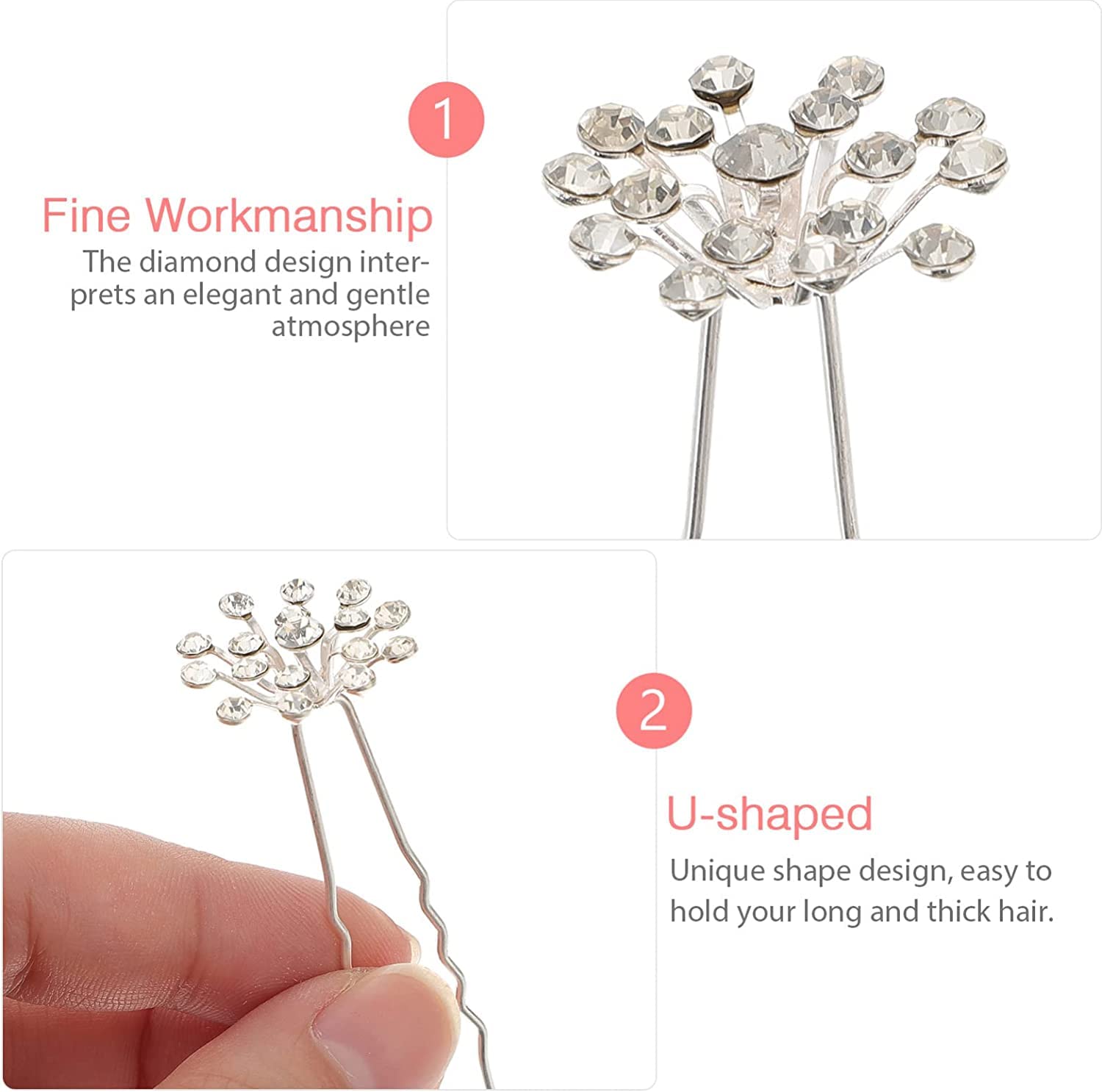 Forcine for capelli ， Fermagli for capelli for donna ， 40 pezzi Copricapo Spose Elegante Forcella Capelli Spilla da sposa Accessorio Ragazze Perle Chic Updo Chignon Gypsophila Damigelle d'onore Fiore