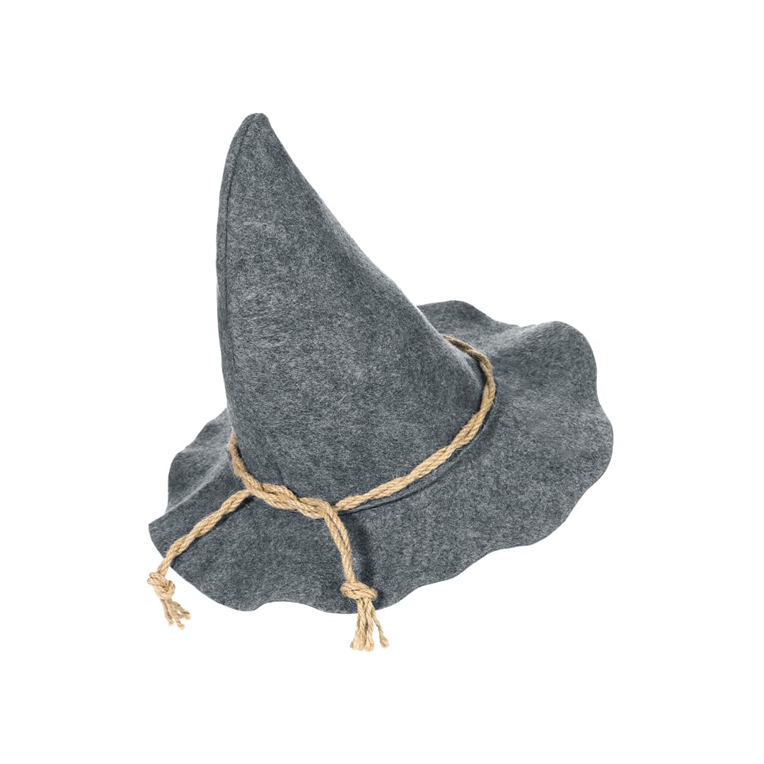 SIQITECHUK Wizard Hat with Faux Beard Witch Sorcerer Hat Adult Wizard Costume Accessories for Halloween Fancy Dress Cosplay (Grey) - Image 3