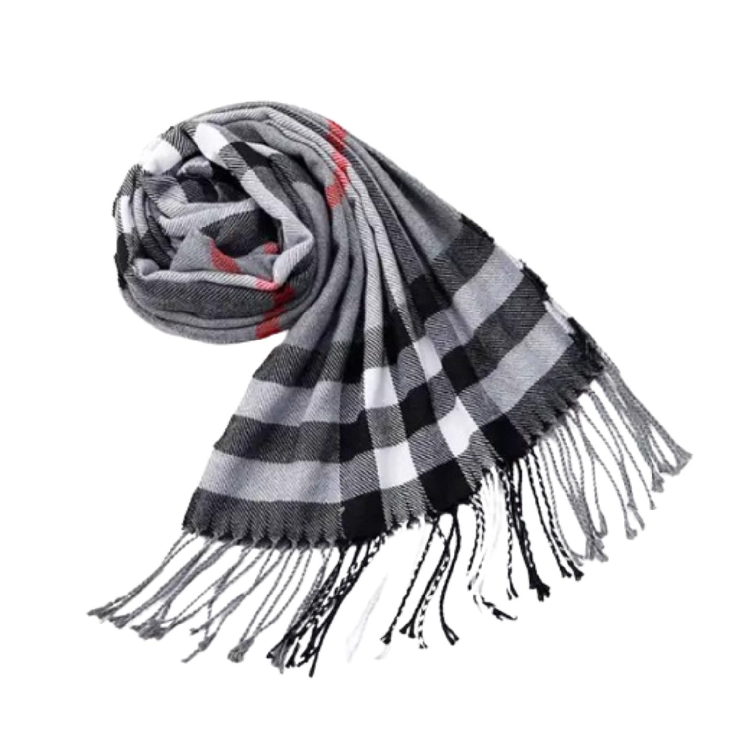 France Men's & Women's checkered Casual Soft and Warm Woolen Muffler for winter grey color big size-image-30