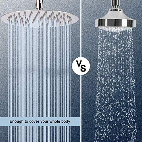 STrighter Large Rain Shower Head, 12 Inch High Pressure Round Stainless Steel 304 Shower Head with Polish Chrome Finish, Ultra Thin Adjustable Angles Anti-Clogging Silicone Nozzles by STrighter - Used condition - Image 3
