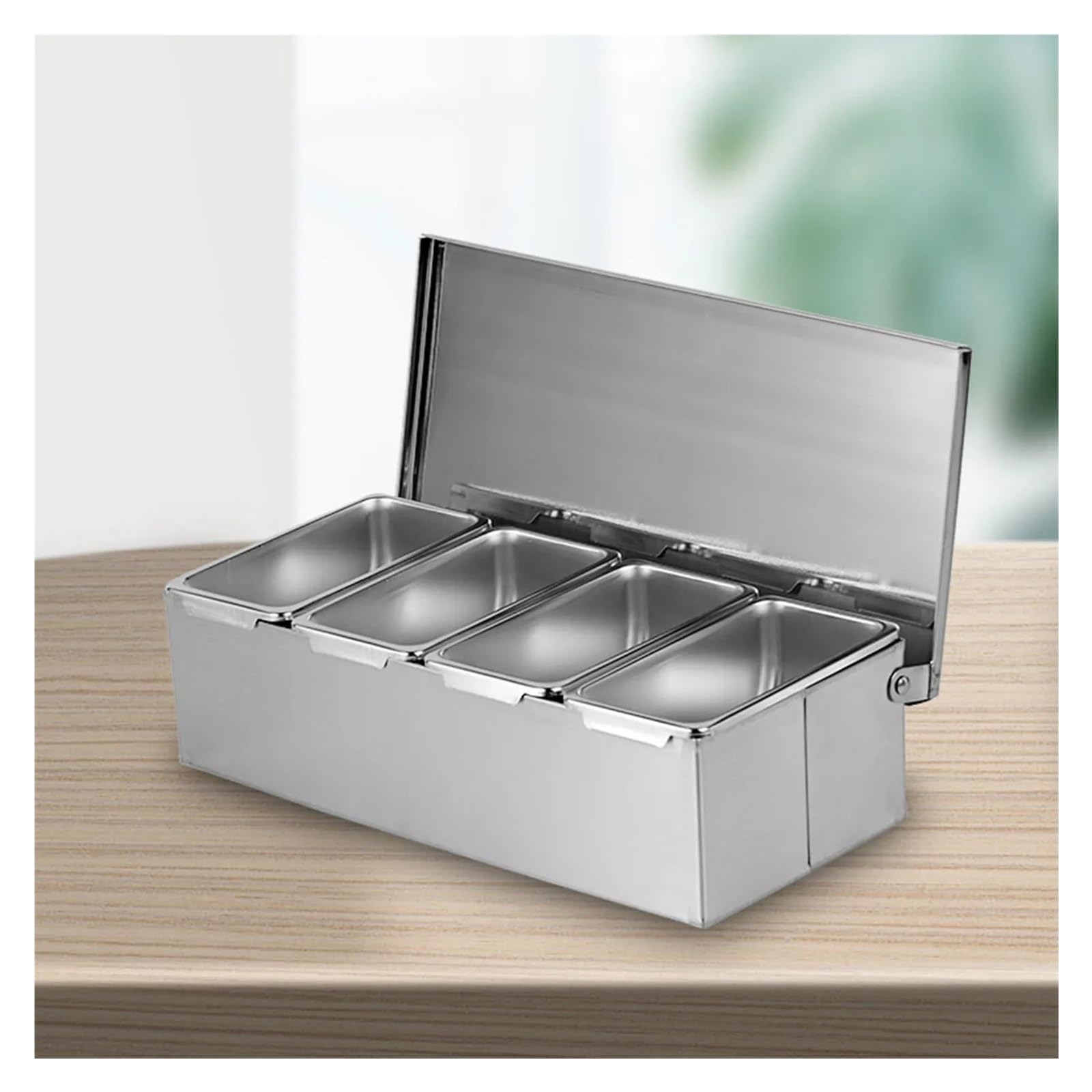 Scatola for condimenti in acciaio inossidabile con 4 scomparti, custodia for la conservazione in cucina