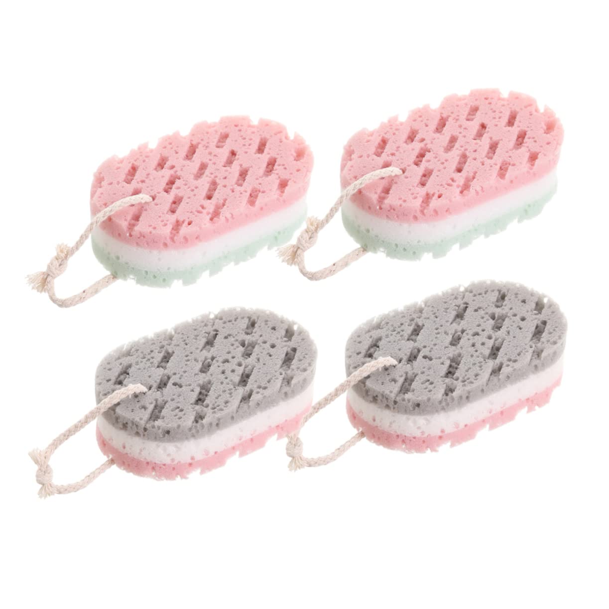 CLISPEED 4PCS Exfoliating Bath Sponge Wipes Three Layer Body Scrubber Towels for Smooth Skin for Home Use for Gentle Exfoliation and Cleansing Random Color