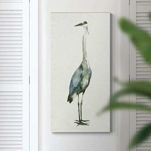 Miniatura 6 de Renditions Gallery Lienzo de naturaleza para pared, decoración moderna, pinturas de garza azul oscuro, glamour, abstracto, romántico, pájaro,