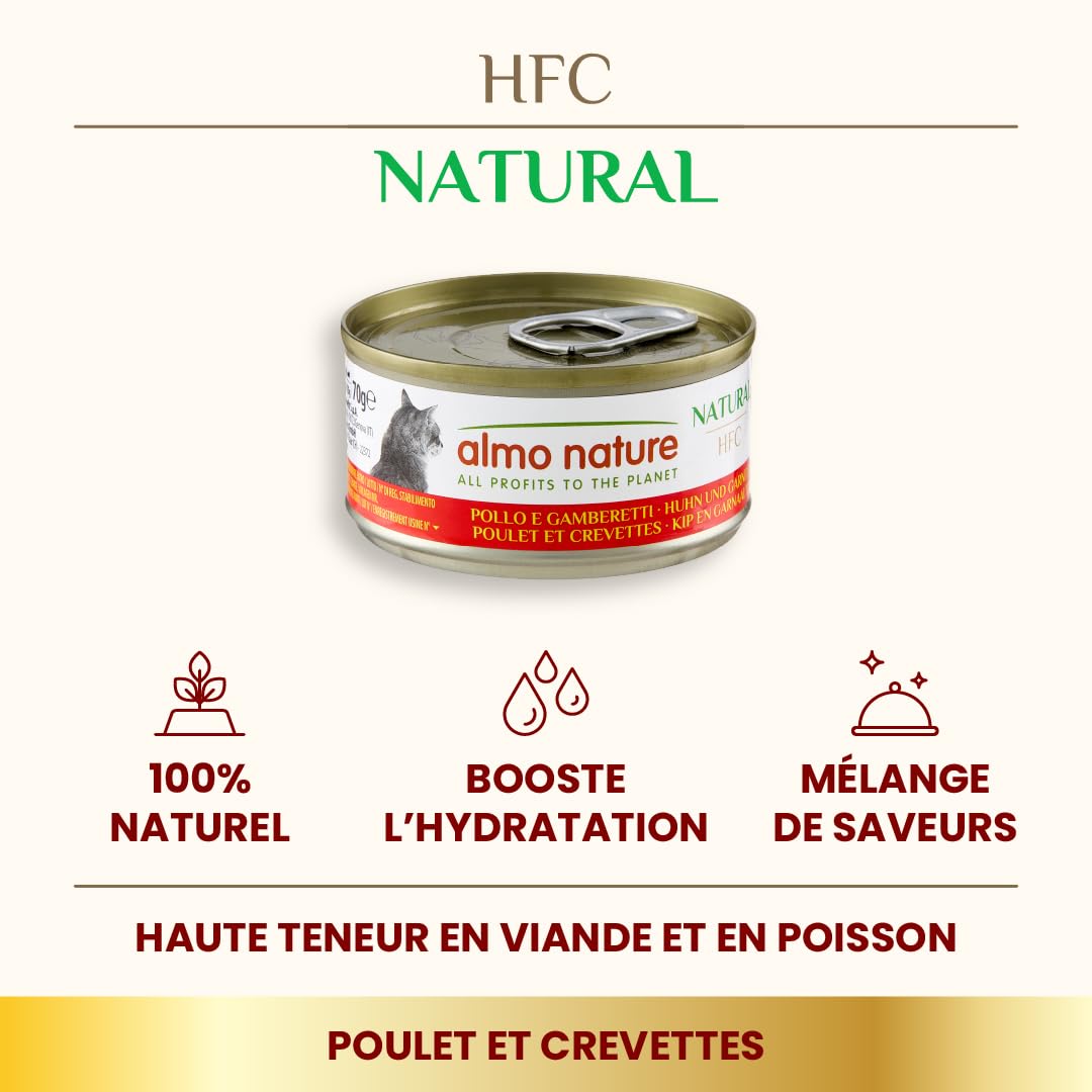 almo nature HFC Natural Aliments Humides pour Chats – Recettes Assorties au Poulet – 70g, Lot de 6