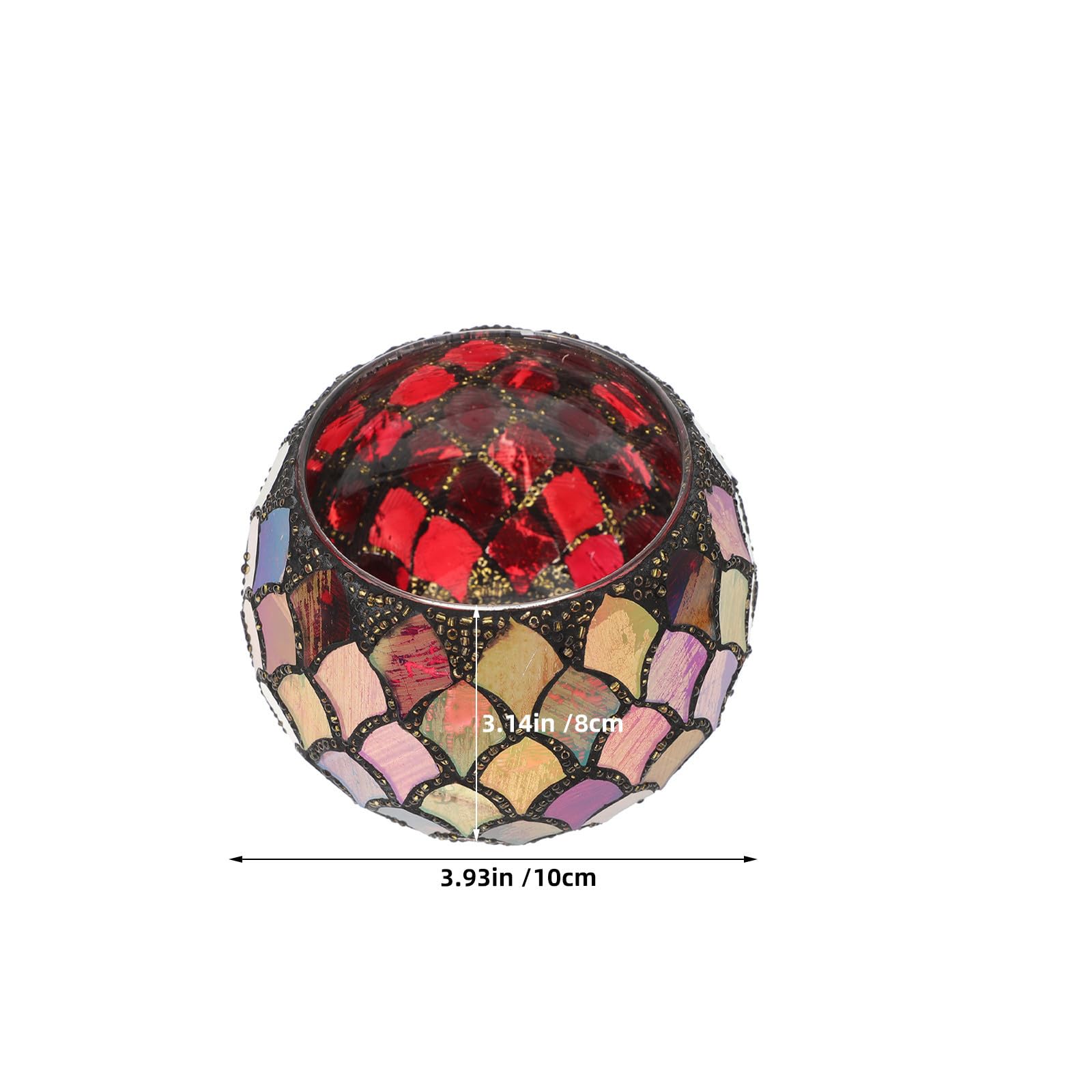 TOPBATHY 2 Piezas Portavelas de Cristal con Diseño de Azulejos Rojos para Velas de Té, Soporte Votivo Versátil para Decoración de Dormitorio y Cafetería