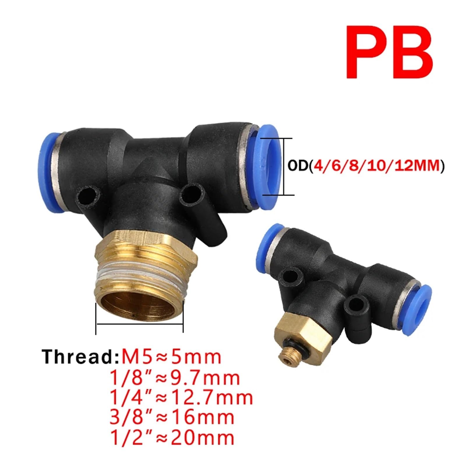 Pneumatische Schlauchverbinder, 5 Stück, 4 mm, 6 mm, 8 mm, 1/8 Zoll, 1/4 Zoll, 3/4 Zoll, 1/2 Zoll, Schnellverbinder (PL (50 Stück)