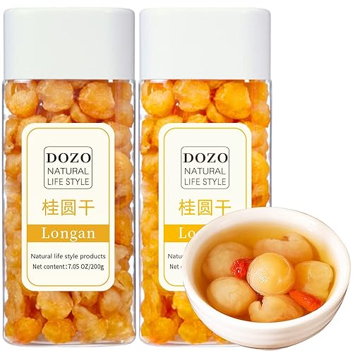 DOZO Longan Secado Longan Tailandia 14.1 oz/400 g Natural Longan Fruta Seca Puro Seco Longan Té Longan Sin Semillas Sin Añada Aperitivos y Cocinar
