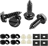 LivTee Rustproof License Plate Screws for Securing License Plates Frames and Covers on Cars and Trucks, 4 Sets Premium Stainless Steel Self Tapping Mounting Bolts (Black Zinc Plated)