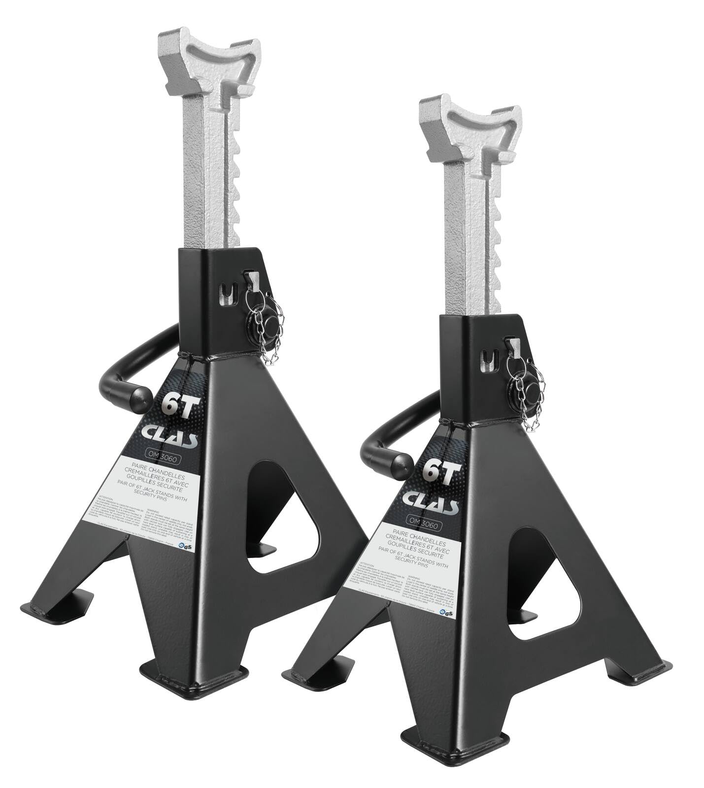 CLAS Equipements Paire chandelles crémaillères 6T avec goupilles sécurité - Om 3060