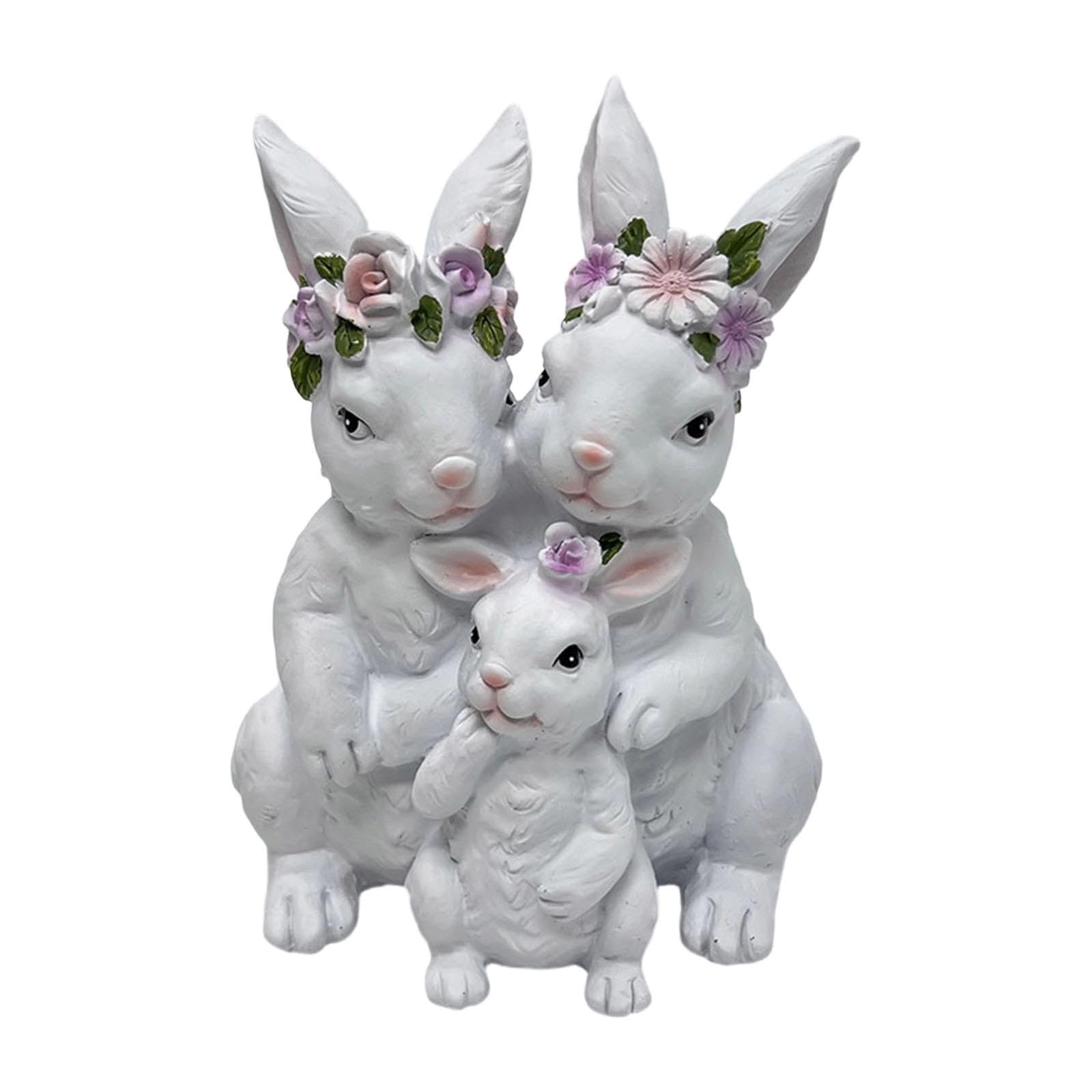 Statuette mignonne de lapin pour décoration de Pâques et sculpture de chambre