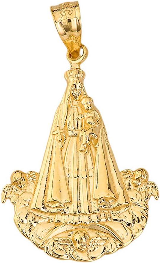 Certified 10k Gold Our Lady of Charity Nuestra Señora de la Caridad del Cobre Pendant Necklace - Image 2