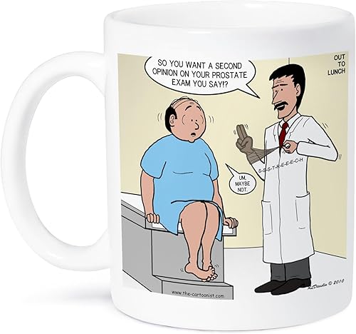 3dRose (mug_8162_1) Segunda opinión médica para el examen de próstata - Taza de cerámica, 11 onzas