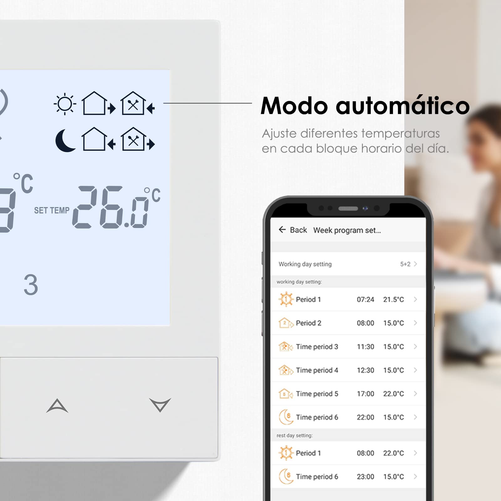 Termostato Caldera WiFi Beok Calefaccion de Gas Natural Agua.Programación Digital Inteligente Compatible con Alexa y Asistente de Google.Termostato Inalámbrico Integrado 3A TDS72-WIFI-WPB