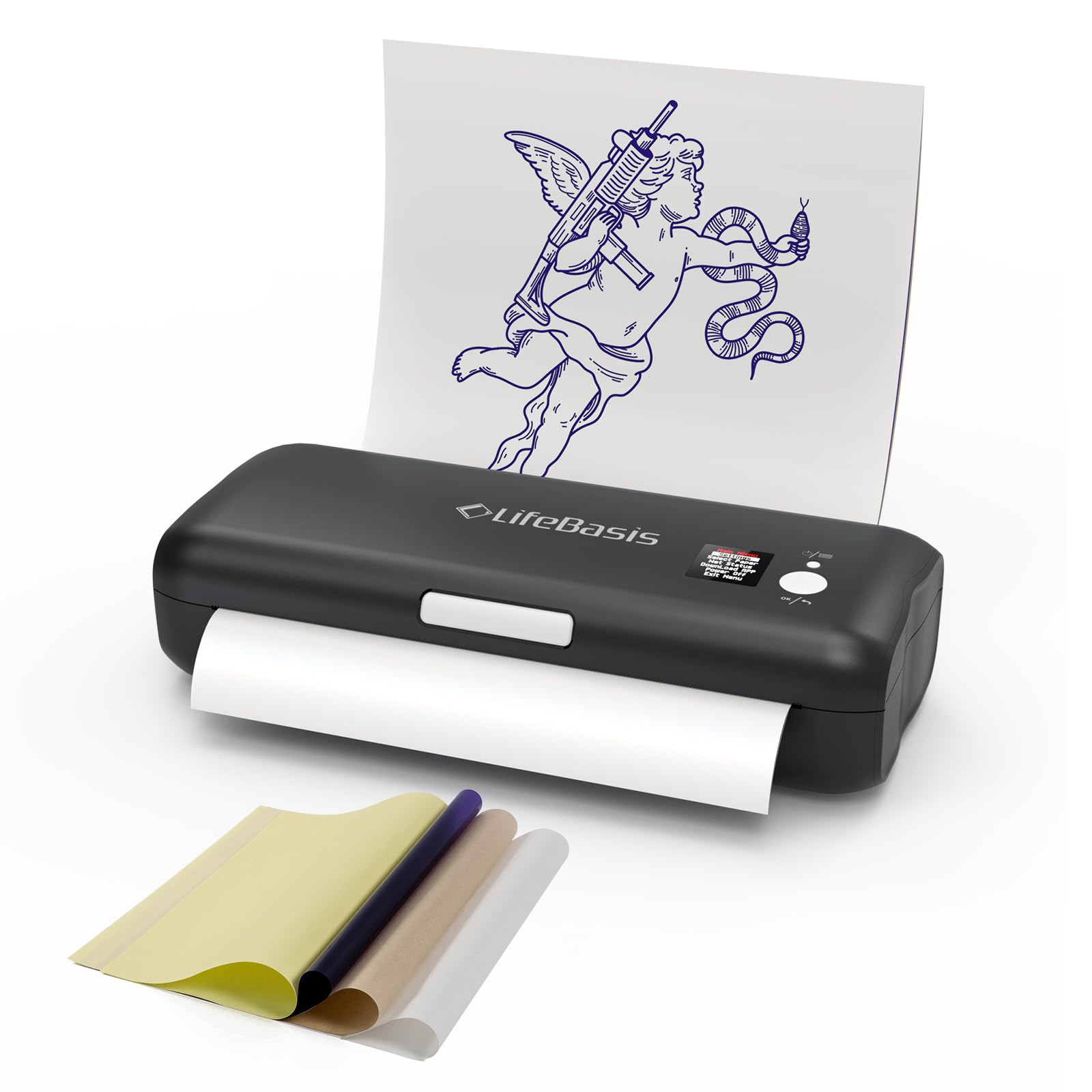 LifeBasis Tattoo Stencil Printer Bluetooth, Wireless Thermal Tattoo Printer with 30PCS Transfer Paper Stencil for Tattooing Compatible with iOS and Android-image-46