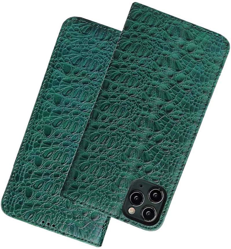 Étui iPhone 11 crocodile vert charge sans fil et porte-cartes