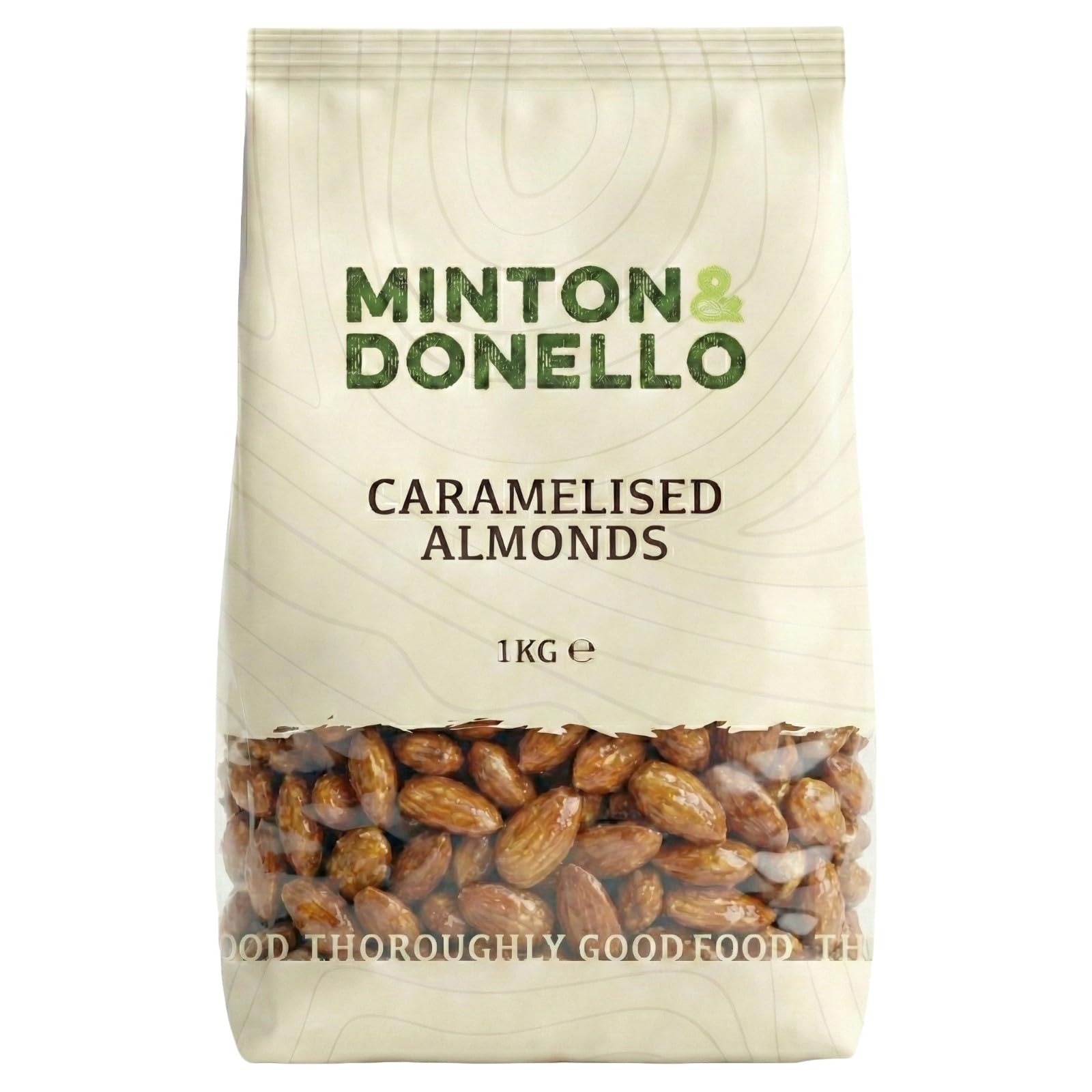 Minton & Donello Caramelised Almonds 1kg - Roasted Almonds with Crunchy Caramel Coating, Gourmet Snack for Sharing & Desserts, Delicious Sweet Treat, Bulk Pack
