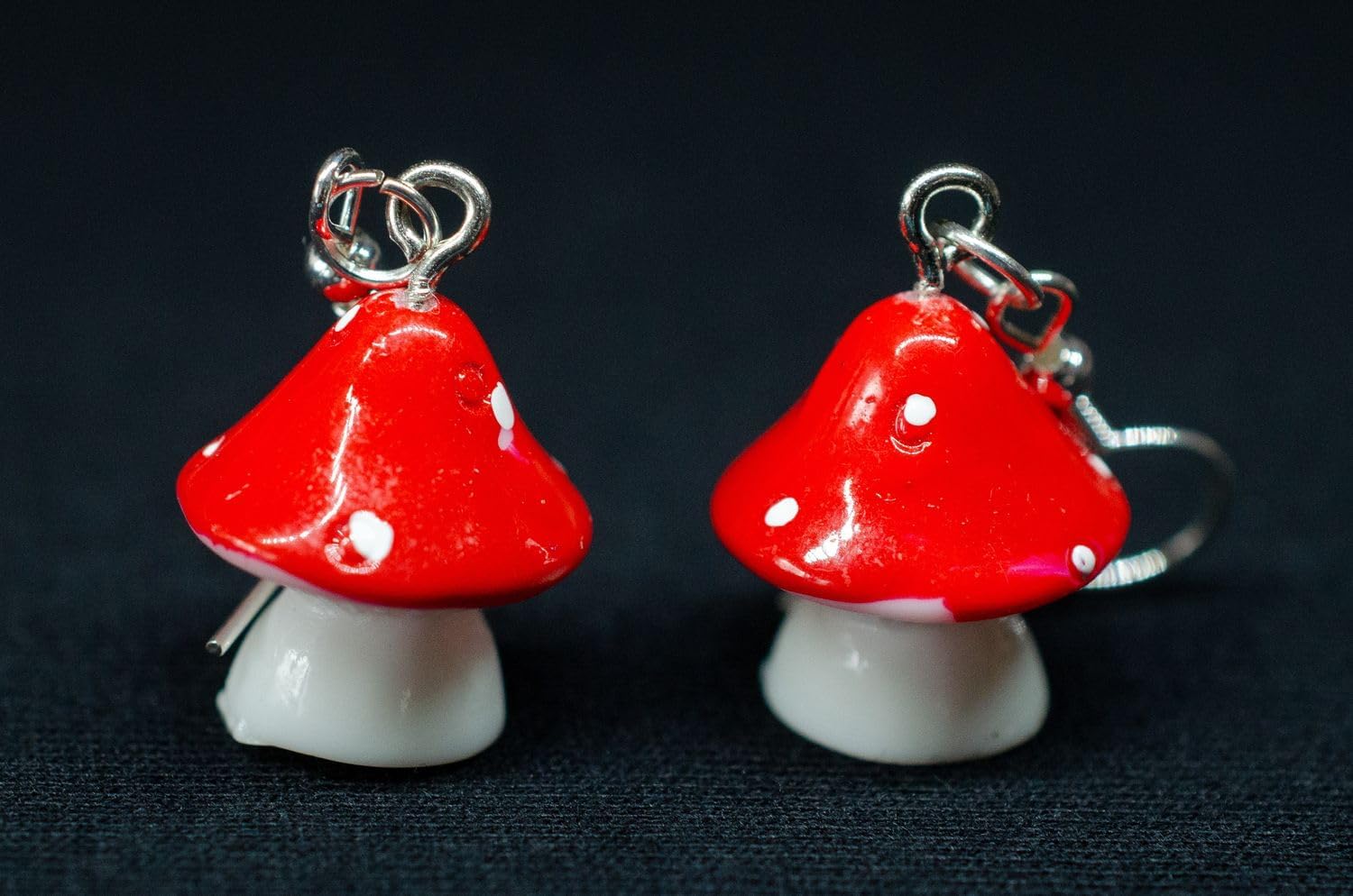 Lucky Toadstool Fly Agaric Earrings Hangers Mushrooms Woods Miniblings Red White