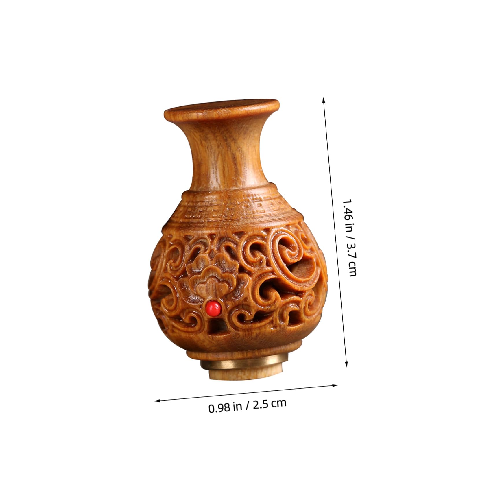OUNONA Wood Carved Vase Pendant Hollow Out Aromatherapy Sachet for Car Hanging Decoration Key Chain Accessory Natural and Decorative Sculpture