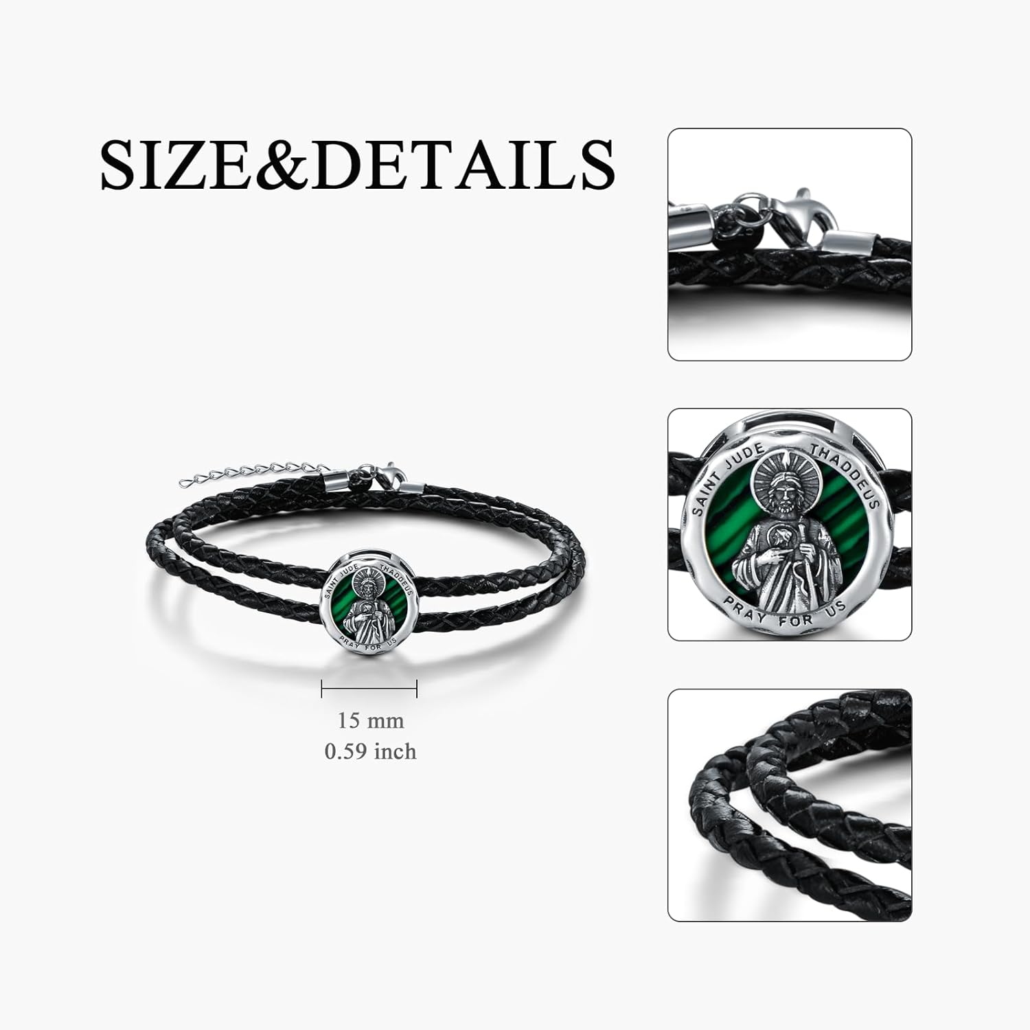 YAFEINI Catholic Bracelet Sterling Silver St Benedict/Saint Jude Medal Bracelet Saint Benedict Jewelry San Judas Tadeo Gifts for Men - Image 4