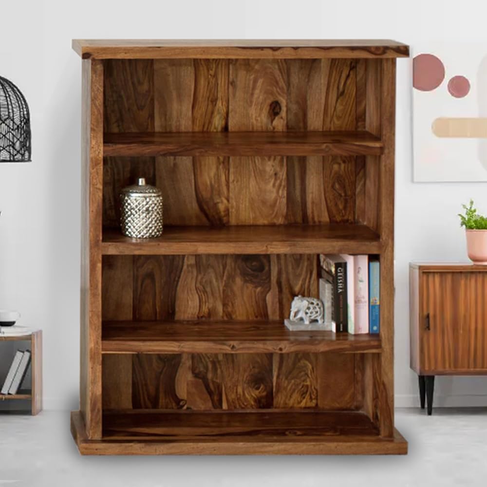 チェスト・キャビネット Antique Book open Shelf Caster Vintage Wood Solid Wooden Book Shelf for Home Library Bookcase