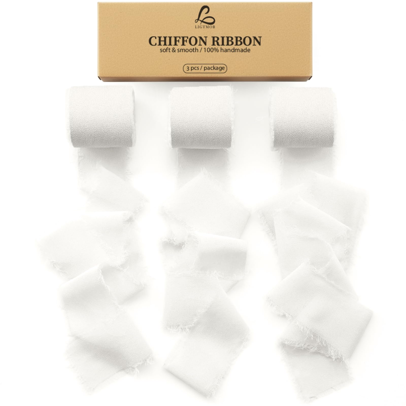 Cinta De Gasa De Seda Blanca 4cm X 20m - Hecha A Mano, Para Bodas, Regalos, Manualidades DIY