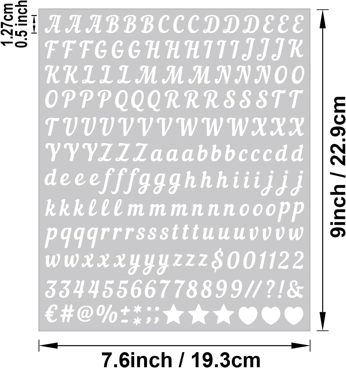 2000 Pieces 10 Sheets Vinyl Letter Stickers Small, 1/2 Inch Cursive Letter, Self-Adhesive Waterproof Alphabet Numbers for Scrapbooking Arts Crafts Water Bottle Mailbox DIY (White)