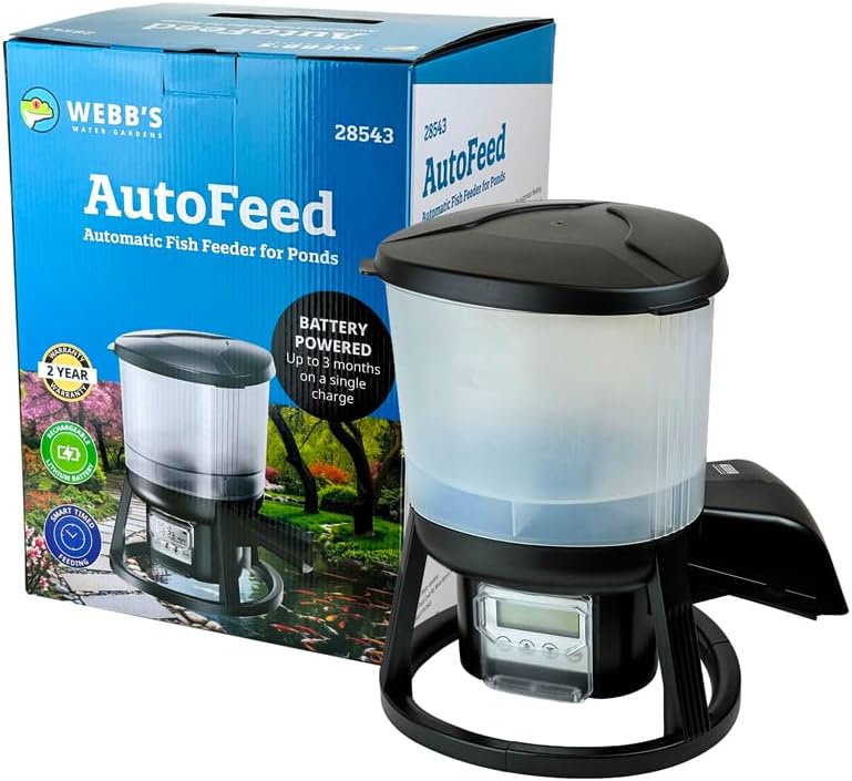 Webb's Water Gardens AutoFeed - Automatic Programable Fish Feeder for Ponds and Lakes. 1.5 Gallon Food Capacity