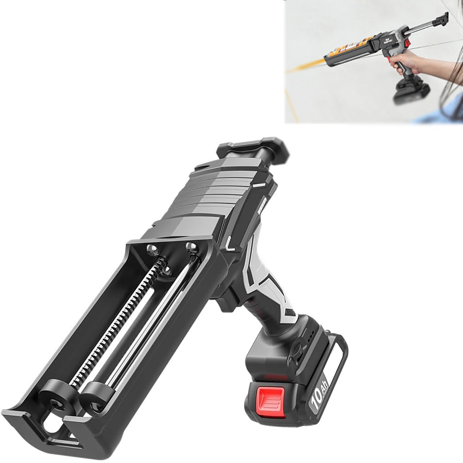 Elektryczny podwójny pistolet klejowy, bezprzewodowy pistolet do uszczelniania z bateryjką Li 2.0AH i światłem LED, 6 regulowanych prędkości, funkcja stałej prędkości