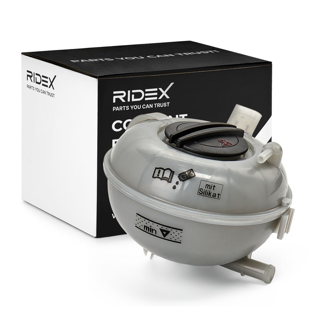 RIDEX 397E0225 Vase d'expansion liquide de refroidissement avec bouchon de fermeture avec capteur Compatible avec VW Golf 7 3/5 portes 5G1, BQ1, BE1, BE2