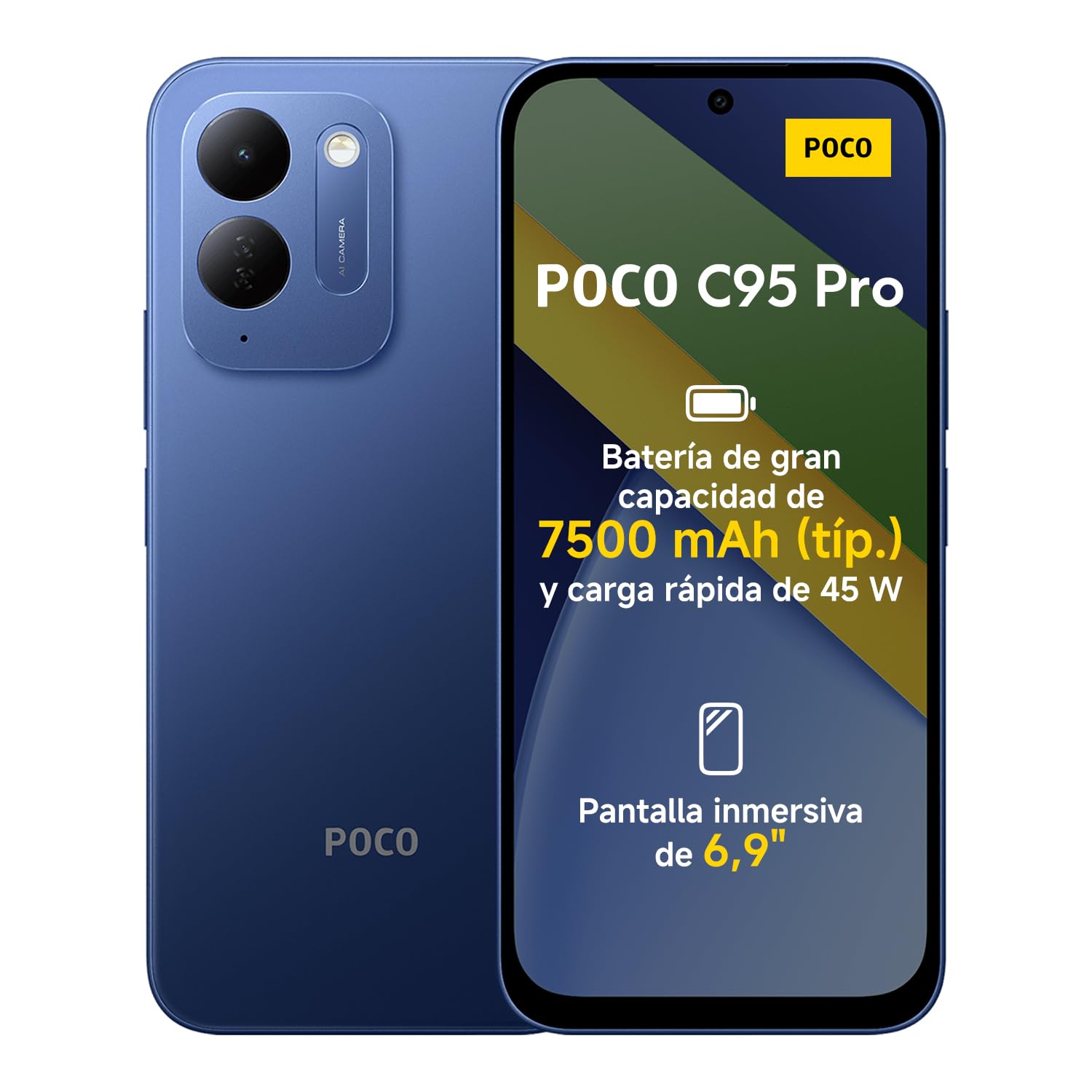 Xiaomi Poco C95 Pro, Smartphone de 8+256 GB, Azul, 7500 mAh y Carga de 45 W