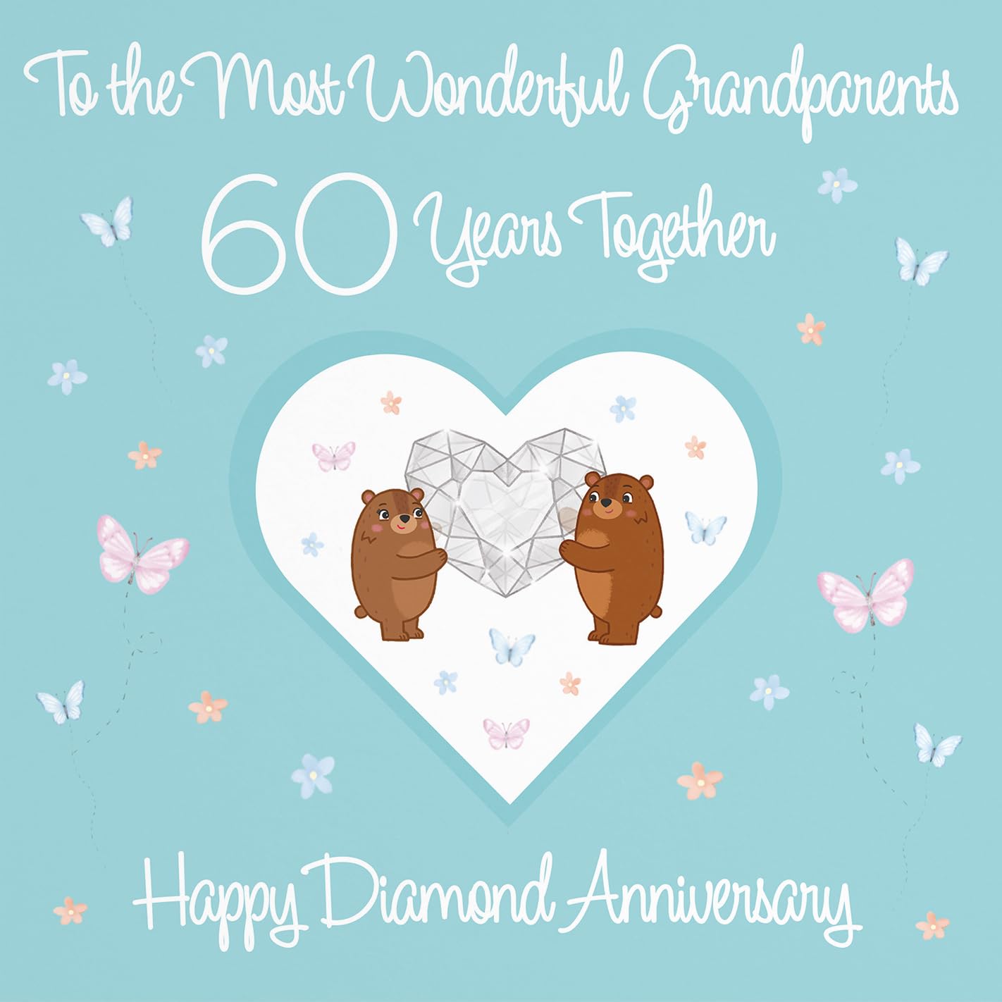 Hunts England, Large Grandparents 60th Anniversary Card, 60 Years, Diamond Anniversary, Romantic Meadows, Fun Card - Image 2
