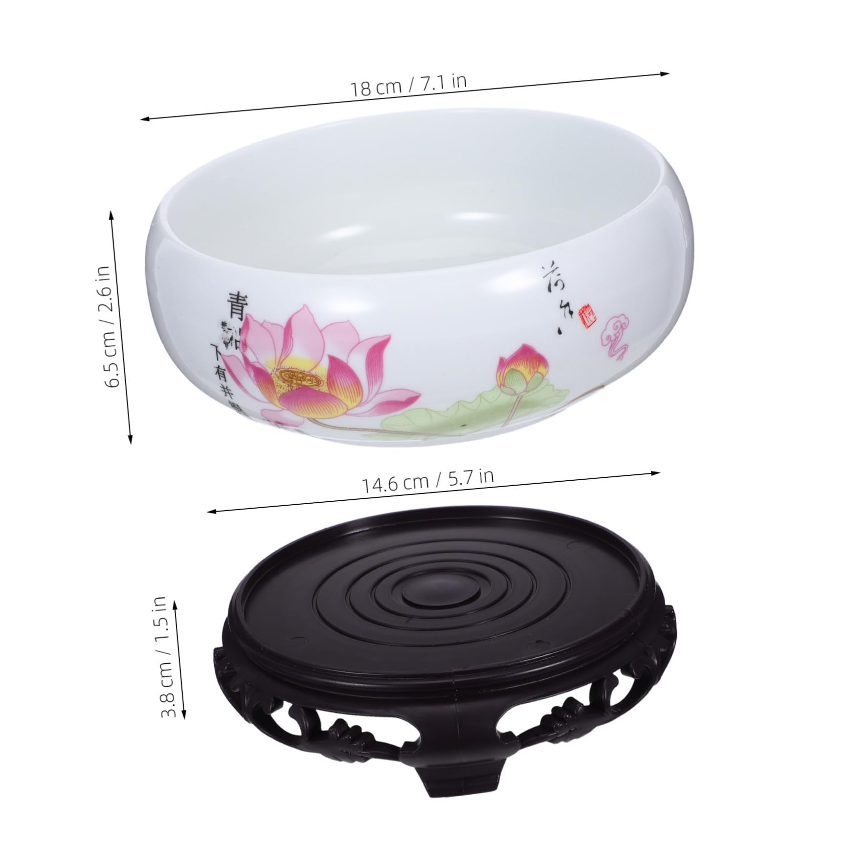 TOYANDONA Ceramiczny Ozdobny Doniczka Do Kwiatów Wodnych z Motywem Lotosu Bezotworowy Hydroponiczny Rośliny Wodne z Podstawką Niebiesko Biała Porcelana Do Dekoracji Wnętrz
