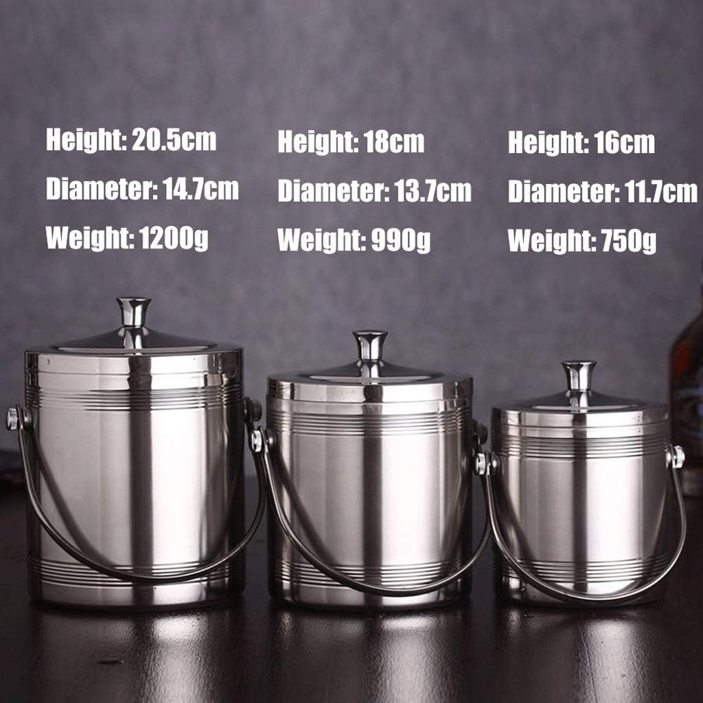 ice Bucket, Ice Bucket Double Loop Thread Insulation with Lid Ice Bucket Insulation Bucket Ice Bucket, Stainless Steel Ice Bucket Double Bar Ice Bucket