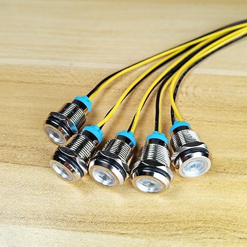 Miniatura 83 de 5pcs 0.472 in LED Metal Indicador Luz AC 110V-220V Impermeable Señal Lámpara (Rojo)