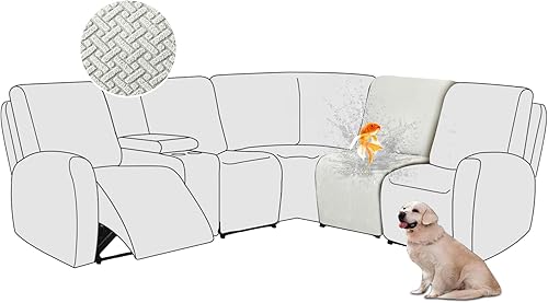 Miniatura 107 de ALIECOM Fundas 100% impermeables para sofá seccional reclinable en forma de L, funda elástica para sofá seccional reclinable de esquina, protector